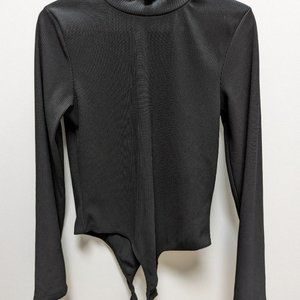 Topshop Black Long Sleeve Mock Neck Bodysuit